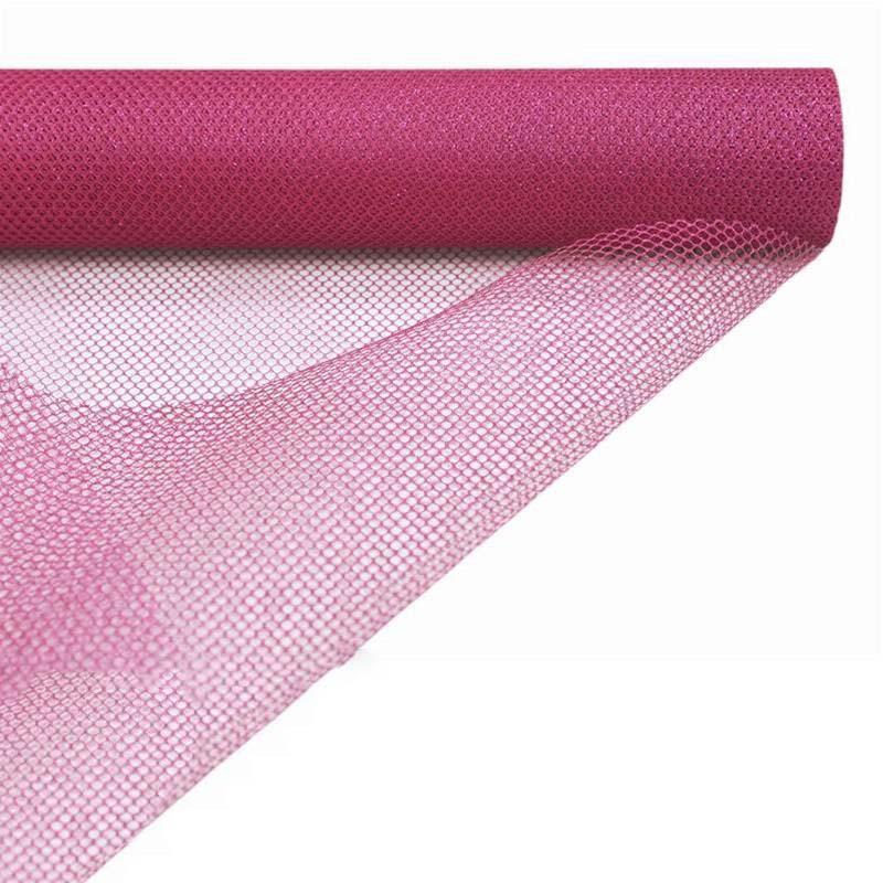 19"x 10 Yards | Fuchsia | Polyester Hex Deco Mesh Rolls | Mesh Netting Fabric | Waffle Weave Fabric by the Yard | TableclothsFactory