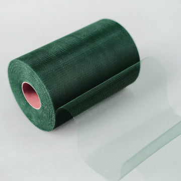 6"x100 Yards Hunter Emerald Green Tulle Fabric Bolt, Sheer Fabric Spool Roll For Crafts