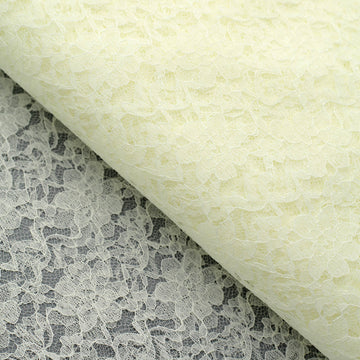 56"x15 Yards Ivory Floral Lace Fabric Bolt