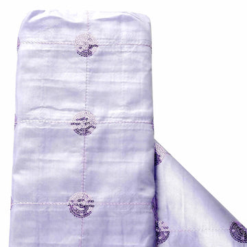 54"x5 Yards Lavender Lilac Sequin Tuft Design Taffeta Fabric Bolt, DIY Craft Fabric Roll