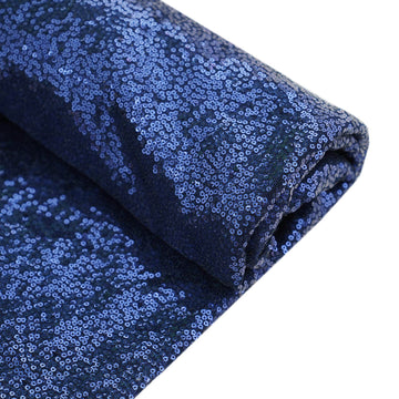 54"x4 Yards Navy Blue Premium Sequin Fabric Bolt, Sparkly DIY Craft Fabric Roll