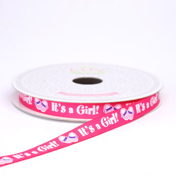 10 Yards 3/8" Pink Printed Grosgrain Ribbon - Clearance SALE
