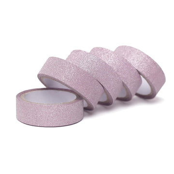 5 Pack 0.5"x5 Yards Pink Washi DIY Craft Glitter Tape