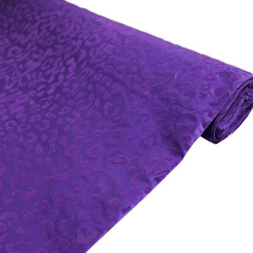 54"x10 Yards Purple Leopard Print Taffeta Fabric Roll, DIY Animal Print Fabric Bolt - Clearance SALE