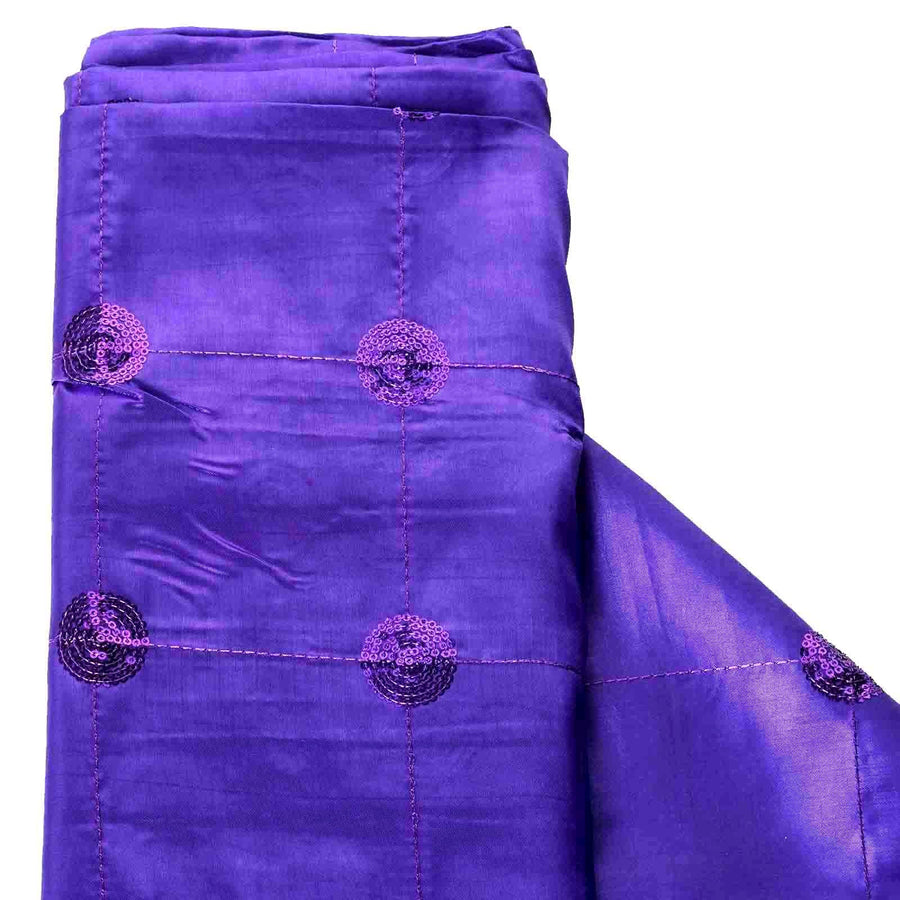54inch x 5 Yards Purple Sequin Tuft Design Taffeta Fabric Bolt, DIY Craft Fabric Roll