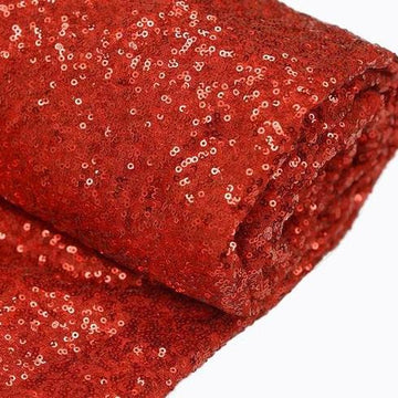 54"x4 Yards Red Premium Sequin Fabric Bolt, Sparkly DIY Craft Fabric Roll