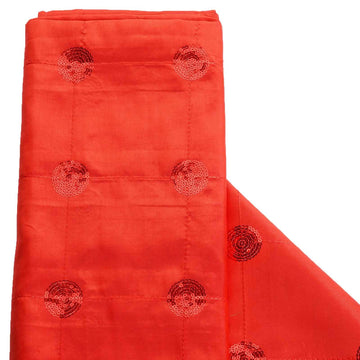 54"x5 Yards Red Sequin Tuft Design Taffeta Fabric Bolt, DIY Craft Fabric Roll
