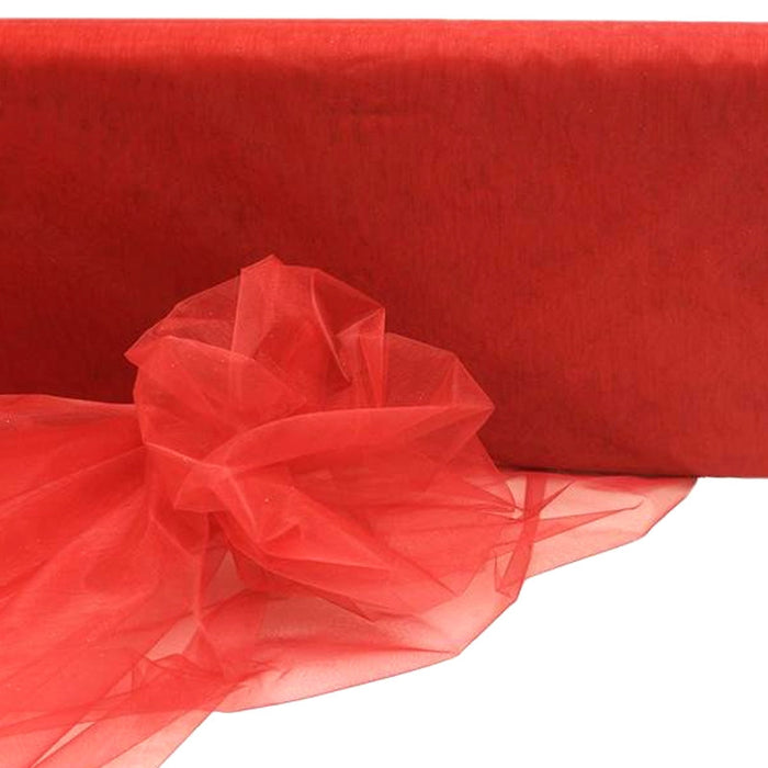 RED Crystal Sheer Organza Wedding Party Dress Fabric Bolt - 54" x 40 Yards#whtbkgd