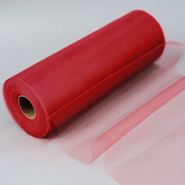 12"x100 Yards Red Tulle Fabric Bolt, Sheer Fabric Spool Roll For Crafts