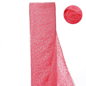 54"x15 Yards Rose Quartz Glitter Polka Dot Tulle Fabric Bolt