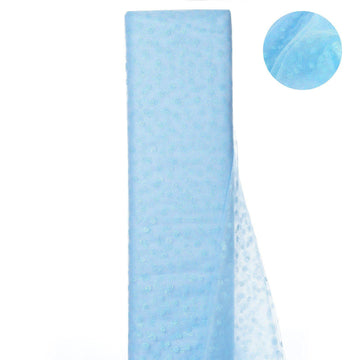 54"x15 Yards Serenity Blue Glitter Polka Dot Tulle Fabric Bolts