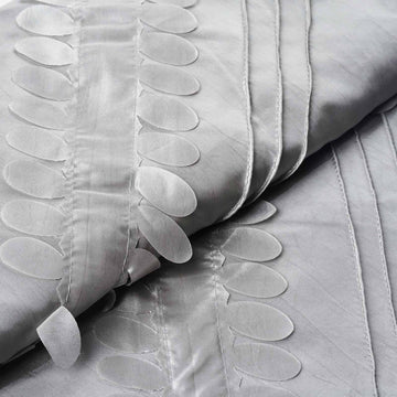 54"x5 Yards Silver Petal Taffeta Fabric Bolt, Leaf Taffeta DIY Craft Fabric Roll