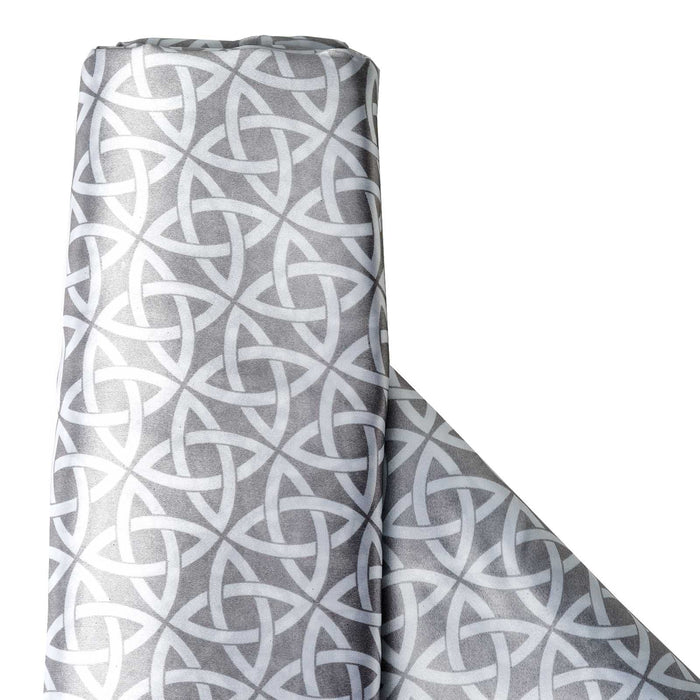 10 Yards x 54inch Silver / White Zen Design Satin Fabric Bolt, DIY Craft Fabric Roll