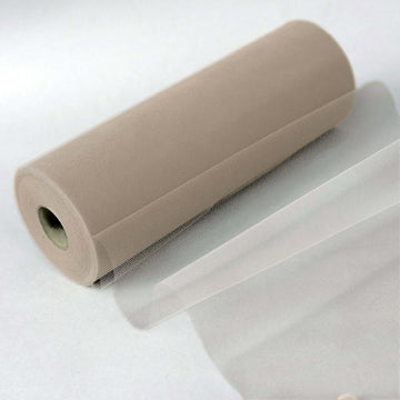 12"x100 Yards Taupe Tulle Fabric Bolt, Sheer Fabric Spool Roll For Crafts