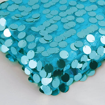 54"x4 Yards Turquoise Big Payette Sequin Fabric Roll, Mesh Sequin DIY Craft Fabric Bolt
