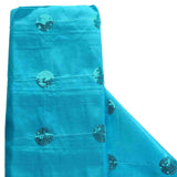 Turquoise Sequin Tuft Design Taffeta Fabric Bolt