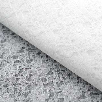 56"x15 Yards White Floral Lace Fabric Bolt