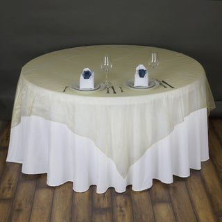 Add Elegance to Your Event with the Yellow Organza Table Overlay