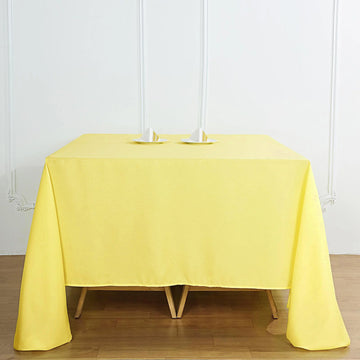 90"x90" Yellow Seamless Square Polyester Tablecloth