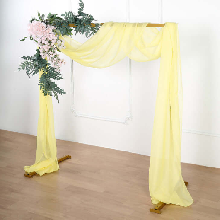 18ft | Yellow Wedding Arch Drapery Fabric Window Scarf Valance, Sheer Organza Linen