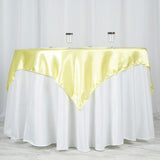 60"x 60" Yellow Seamless Satin Square Tablecloth Overlay