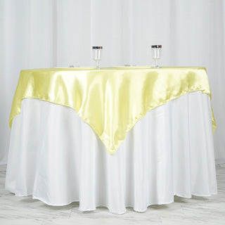 Transform Your Tables with a Yellow Satin Table Overlay
