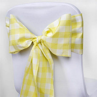 Enhance Your Décor with Yellow and White Buffalo Plaid Chair Sashes