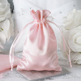 12 Pack | 4x6inch Blush/Rose Gold Satin Drawstring Wedding Party Favor Gift Bags
