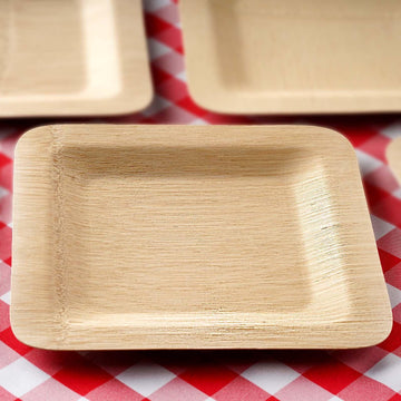 10 Pack | 9" Eco Friendly Bamboo Square Disposable Dinner Plates