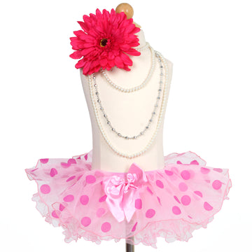 Fluffy Pink & Fuchsia Polka Dots Girls Tutu Skirt - S