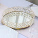 Gold Metal Crystal Beaded Mirror Oval Vanity Serving Tray, Decorative Tray Medium 14x10inch