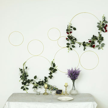 Set of 3 | Gold Metal Floral Hoop Wreath , Dreamcatcher Hoops - 16",18",20"