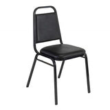 Black Polyester Square Top Banquet Chair Cover, Reusable Slip On Chair Cover