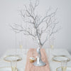 34" Metallic Silver Manzanita Centerpiece Tree + 8 Acrylic Bead Chains