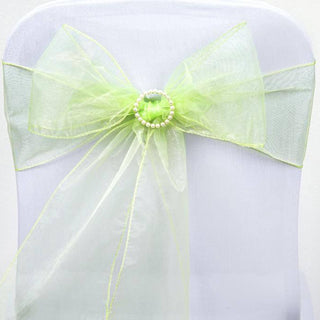 Add Elegance to Your Event with Apple Green Sheer Organza Chair Sashes