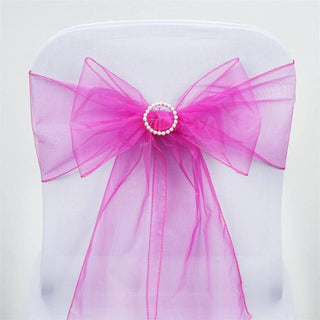 Enhance Your Event Decor with Fuchsia Sheer Organza Chair Sashes