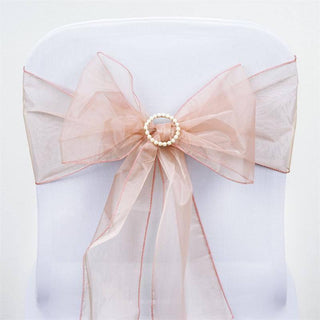 Versatile and Convenient - 5 Pack | 6"x108" Dusty Rose Sheer Organza Chair Sashes