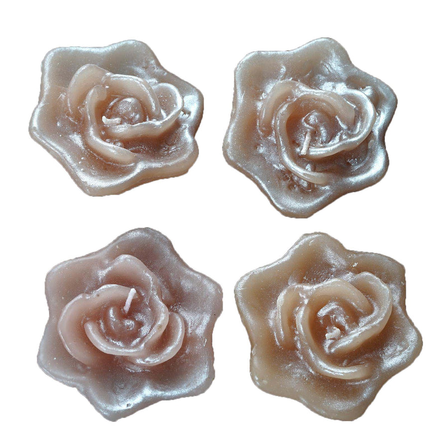 4 Pack | 2.5inch Blush Rose Flower Floating Candles, Wedding Vase Fillers#whtbkgd